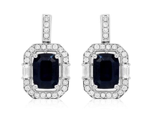 14K White Gold Sapphire and Diamond Earrings