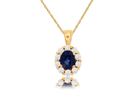 14K Yellow Gold Sapphire and Diamond Necklace