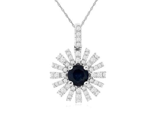 14K White Gold Sapphire and Diamond Necklace