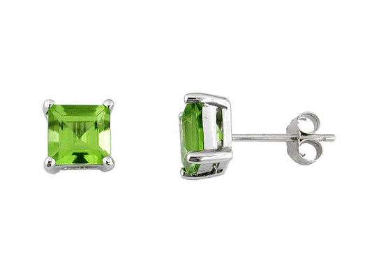 14K White Gold Peridot Studs
