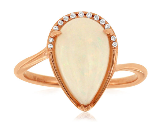 14K Rose Gold Opal and Diamond Ring