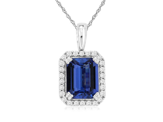 14K White Gold Tanzanite and Diamond Necklace