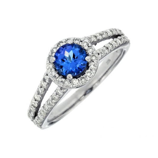 White Gold Tanzanite & Diamond Ring