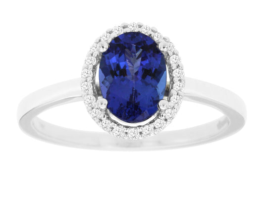 14K White Gold Classic Tanzanite Ring