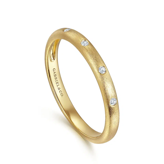 14K Yellow Gold Diamond Stackable Ladies Ring