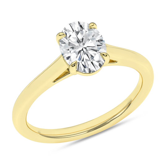 14K Yellow Gold Lab Grown 3.05ct Oval Diamond Engagement Ring