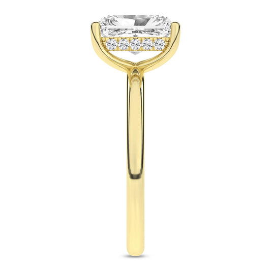 14K Yellow Gold Lab Grown 2.16ctw Radiant Diamond Hidden Halo Engagement Ring