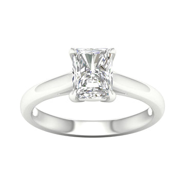 14K White Gold Lab Grown Radiant Solitaire Diamond Engagement Ring