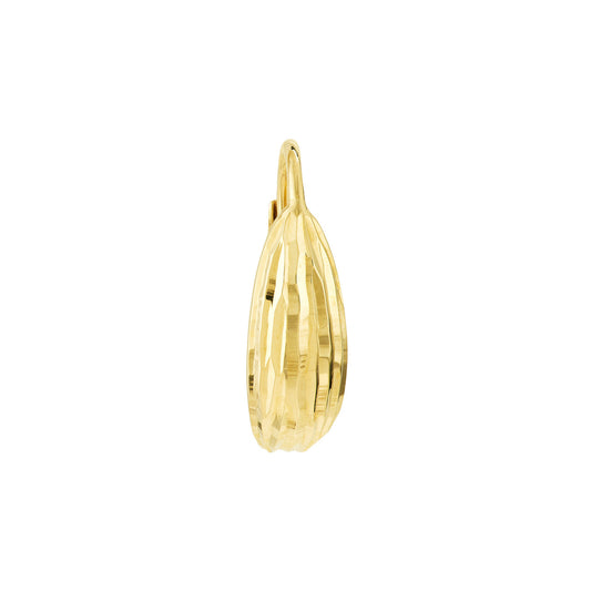 14K Yellow Gold Fancy Ribbed Leverbacks