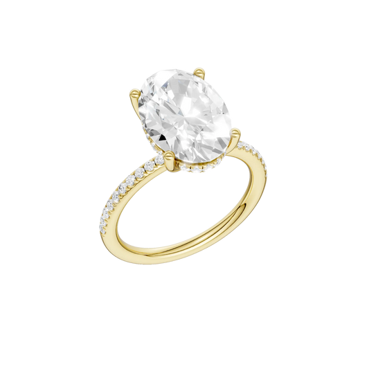 14K Yellow Gold Lab Grown 4.32ctw Oval Diamond Hidden Halo Engagement Ring