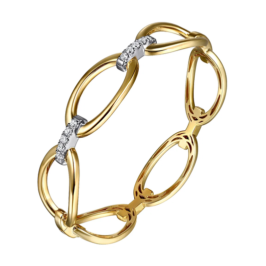 14K White Yellow Gold Diamond Link Bangle