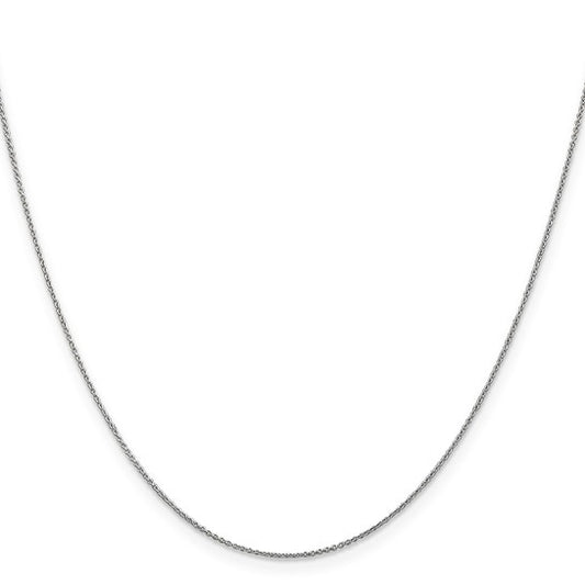 14K White Gold .8mm Round Cable Chain 20"