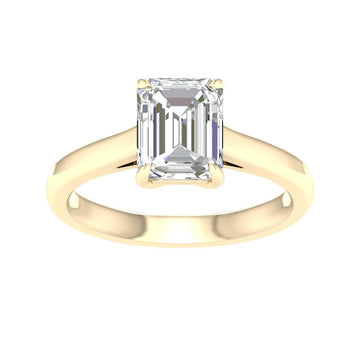 14K Yellow Gold Lab Grown 2.02ct Emerald Diamond Solitaire Engagement Ring