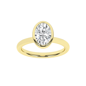 14K Yellow Gold Lab Grown Oval Bezel Set Engagement Ring