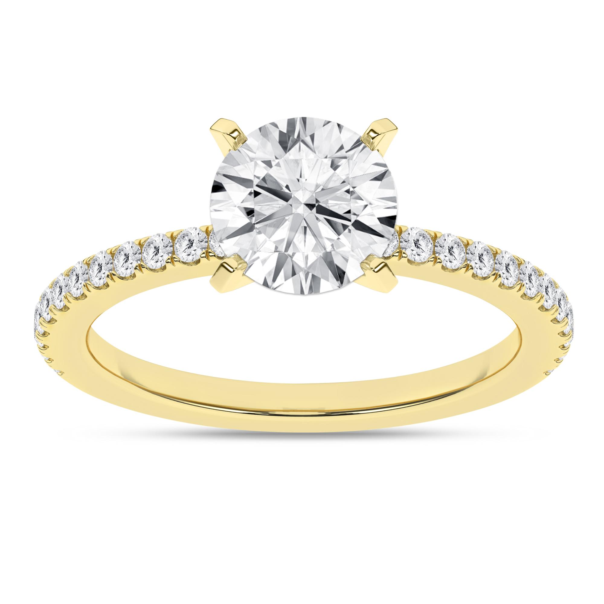 14K Yellow Gold Lab Grown Round Brilliant Cut Diamond Engagement Ring