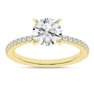 14K Yellow Gold Lab Grown Round Brilliant Cut Diamond Engagement Ring