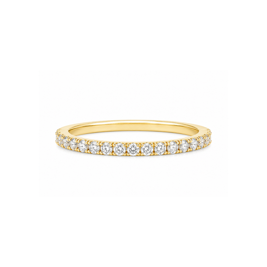 14K Yellow Gold Round Diamond Band