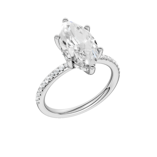 14K White Gold 2.75ctw Lab Grown Marquise Diamond Hidden Halo Engagement Ring