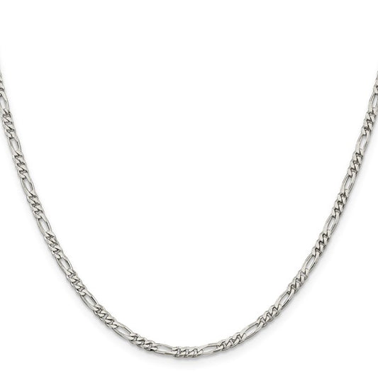 Sterling Silver 2.85MM Figaro Chain 22"