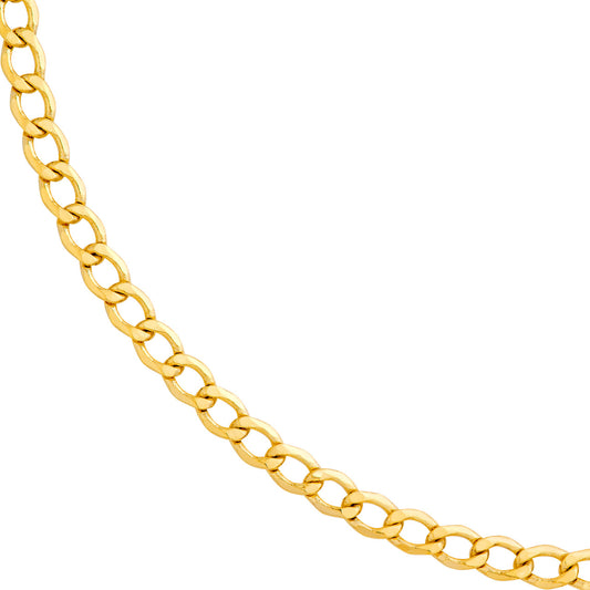 14K Yellow Gold 7" 3.7mm Hollow Diamond Cut Curb Bracelet