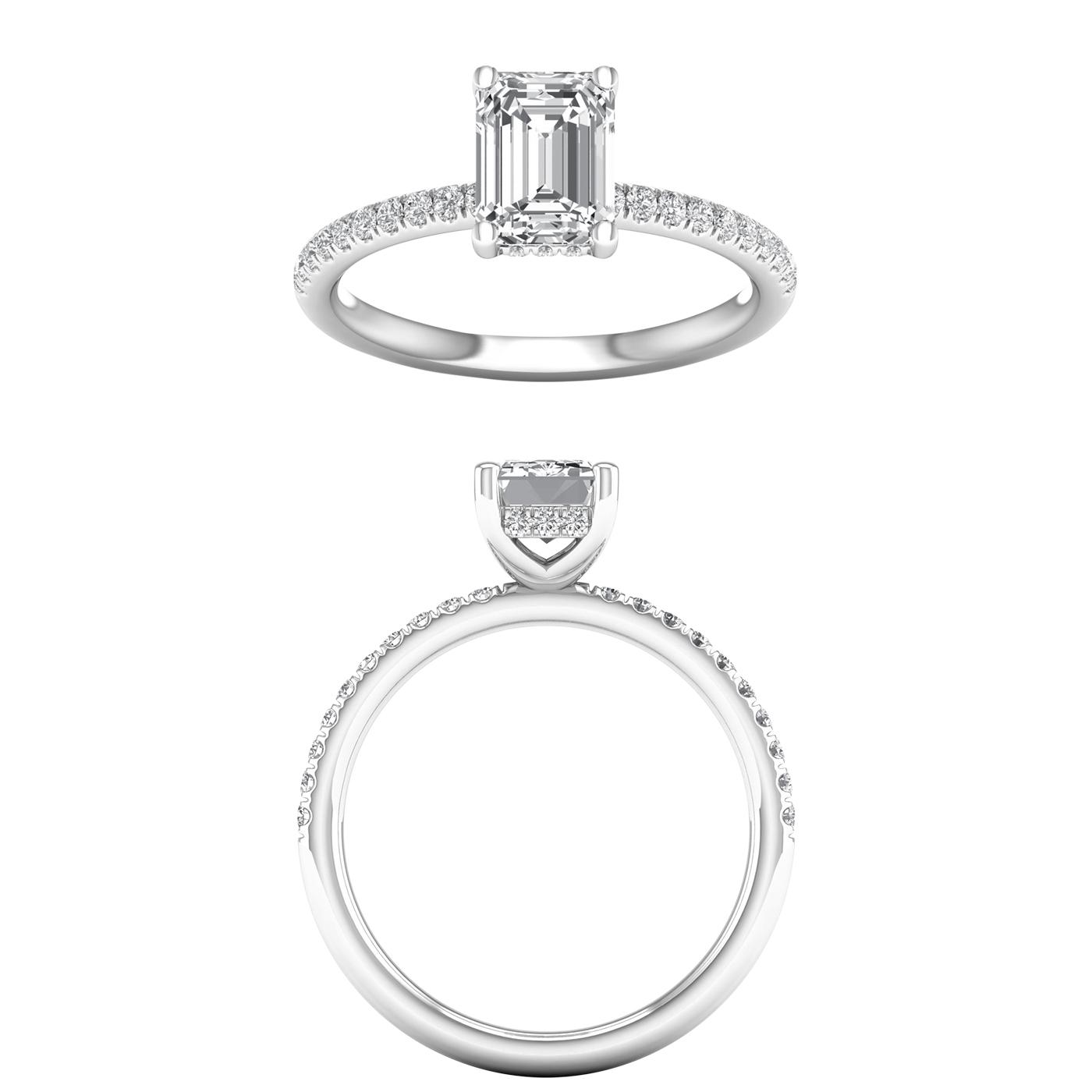 14K White Gold Lab Grown 2.28ctw Emerald Diamond Engagement Ring