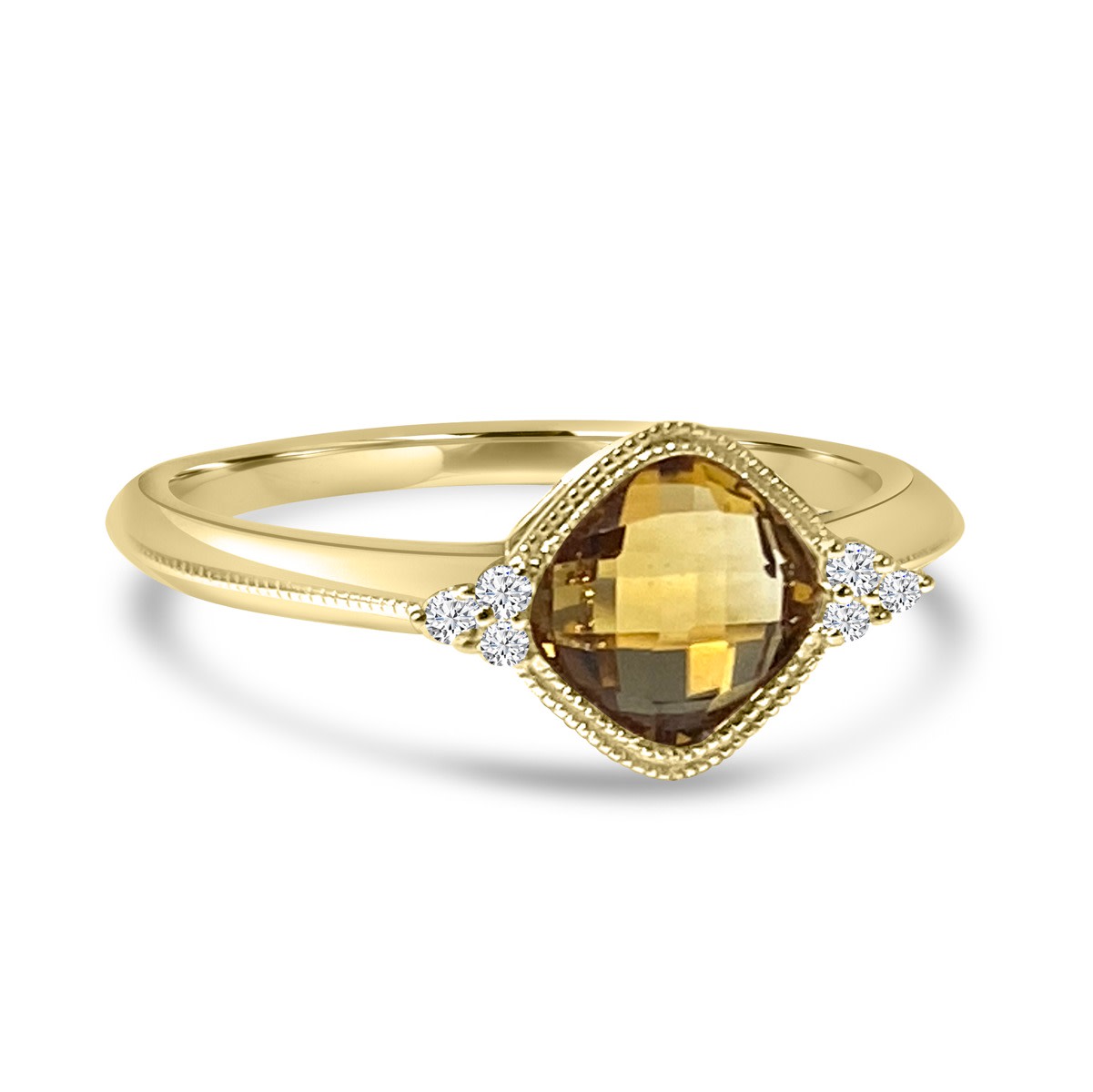 14K Yellow Gold Bezel Set Citrine Ring