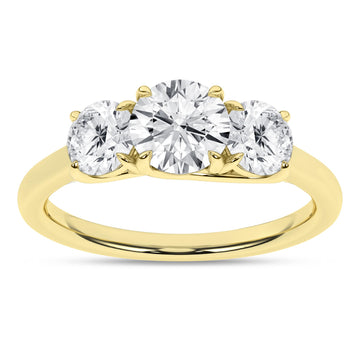 14K Yellow Gold Lab Grown Diamond Three Stone Engagement Ring