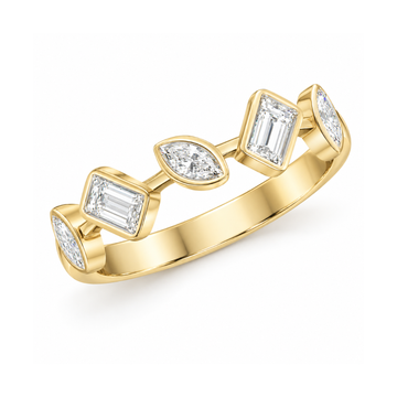 14K Yellow Gold Marquise & Baguette Diamond Ring