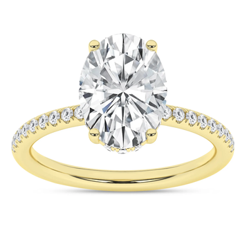 14K Yellow Gold Lab Grown 2.82ctw Oval Diamond Hidden Halo Engagement Ring