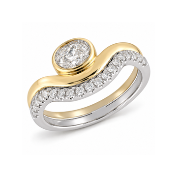 Two-Tone Oval & Pavé Diamond Ring