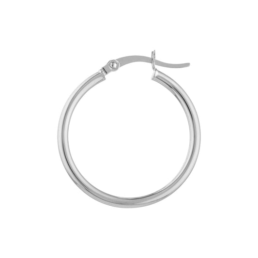 10kt White Gold 2mm x 25mm Polished Hoop Earrings