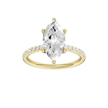 14K Yellow Gold 2.35ctw Lab Grown Marquise Diamond with Hidden Halo Engagement Ring