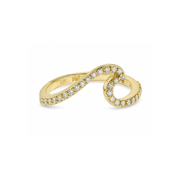 14K Yellow Gold Pave Diamond Wave Ring