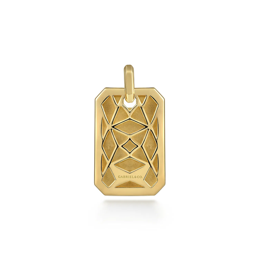 14K Yellow Gold Engravable Dog Tag Pendant