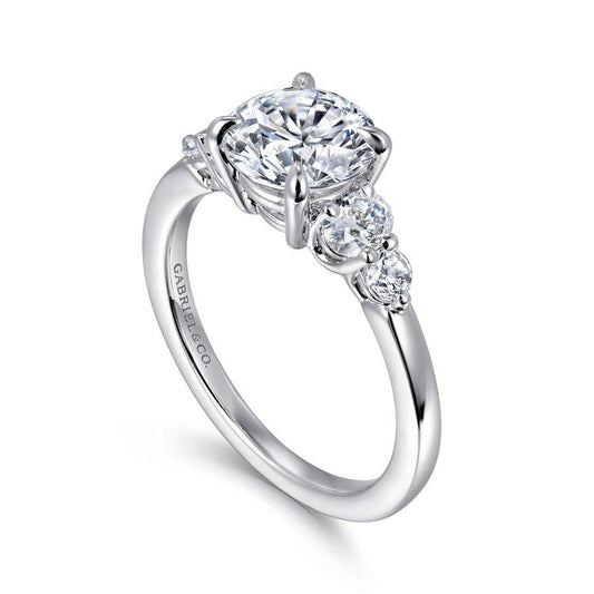 14K White Gold Round Diamond Engagement Ring