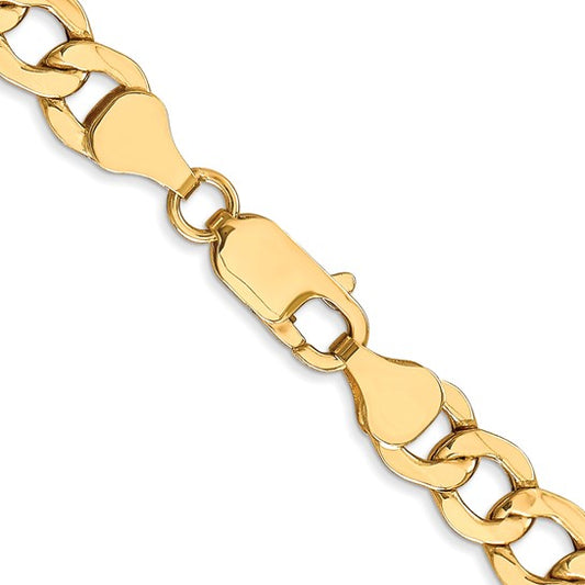 10K Gold Semi-Solid 7mm Curb Link Bracelet – 8"