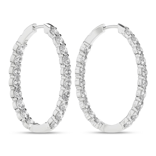 14K White Gold 7ctw Lab Grown Diamond Inside Out Hoop Earrings