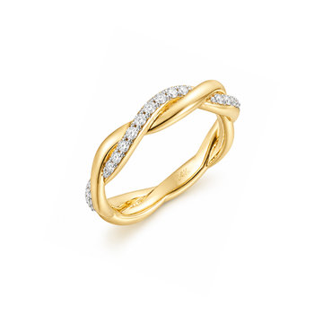 14K Yellow Gold Diamond and Polished Twist Band