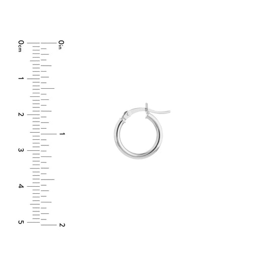 10K White Gold 2x15MM Hoops