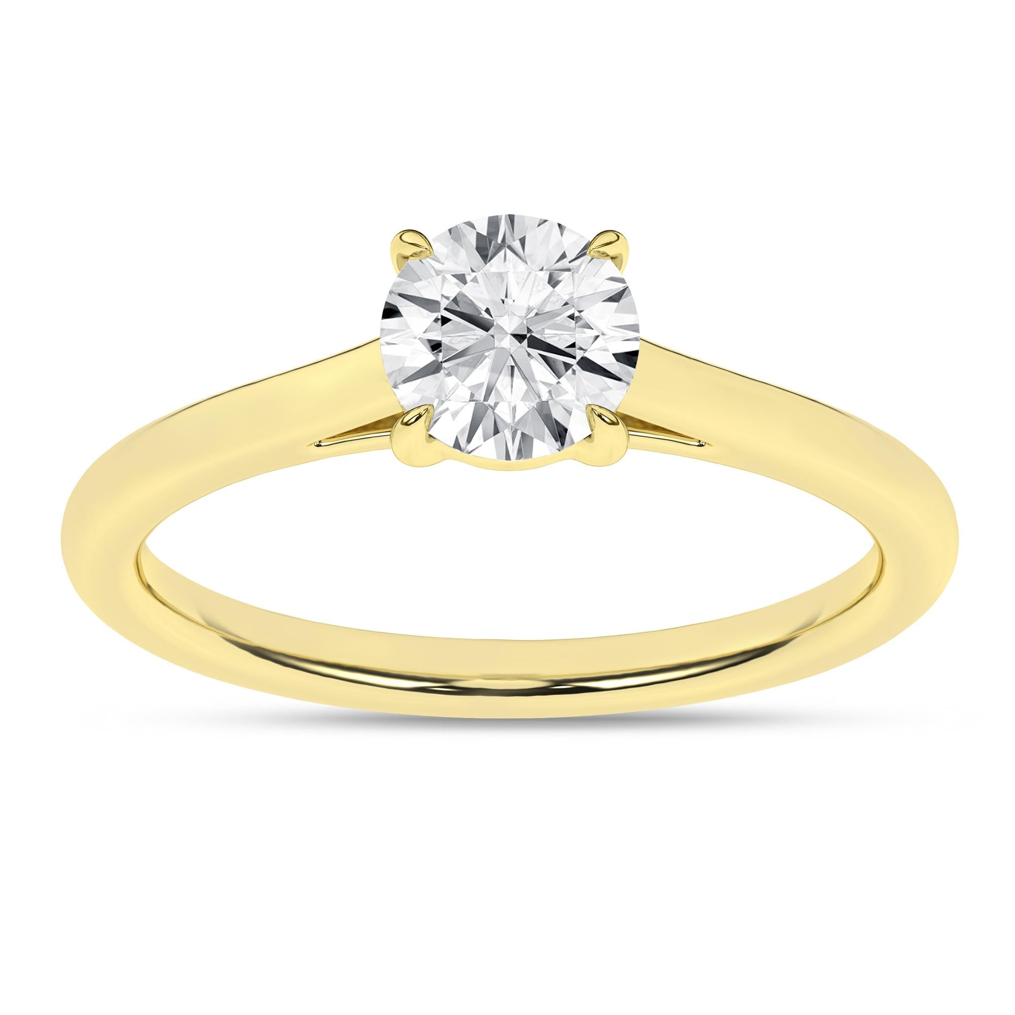 14K Yellow Gold Lab Grown 0.75ct Round Brilliant Cut Diamond Engagement Ring