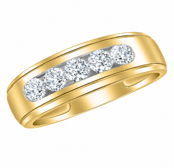 14K Yellow Gold Gents Diamond Band
