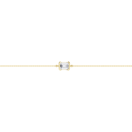 14K Yellow Gold Lab Grown 1.0CTW Emerald Half Bezel Diamond Bracelet