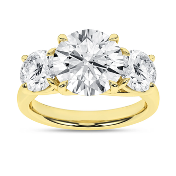 14K Yellow Gold Lab Grown 5.05 ctw Three Stone Round Engagement Ring