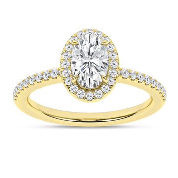 14K Yellow Gold Lab Grown 1.25ctw Oval Diamond Halo Engagement Ring