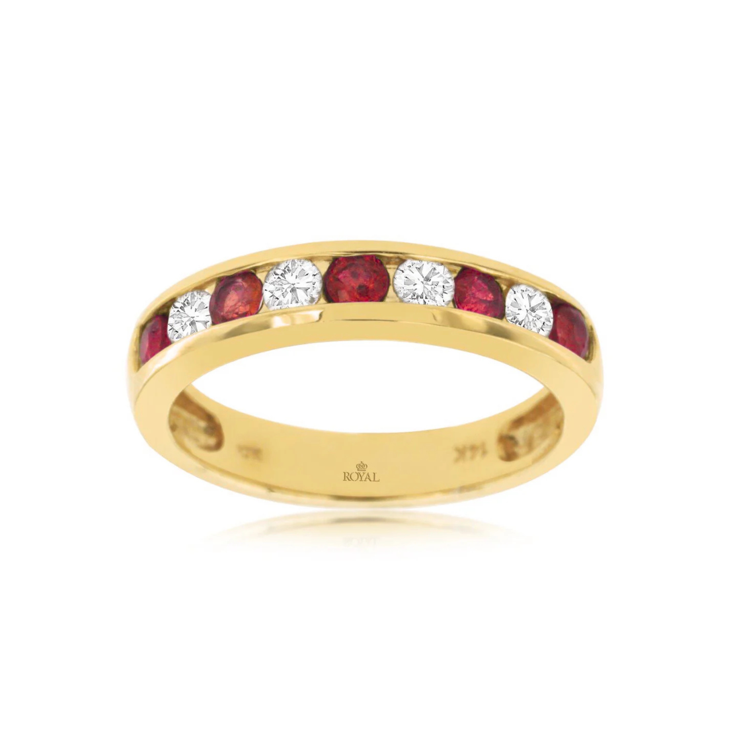 14K Yellow Gold Ruby and Diamond Stackable Ring