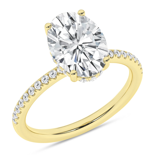 14K Yellow Gold Lab Grown 2.82ctw Oval Diamond Hidden Halo Engagement Ring