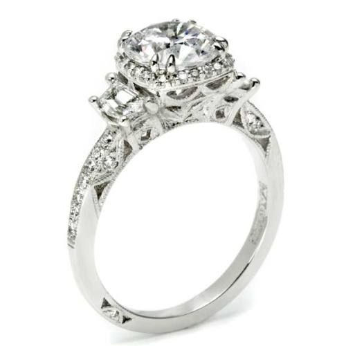 Tacori Round with Cushion Bloom 3-Stone Engagement Ring