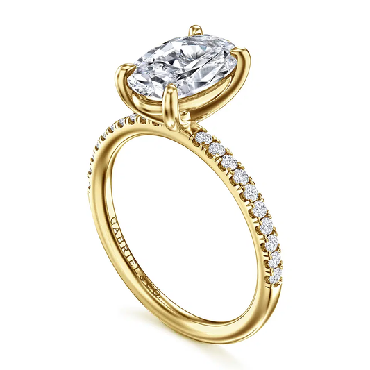 14K Yellow Gold Oval Diamond Engagement Ring