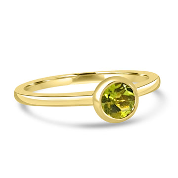 14K Yellow Gold 5MM Bezel Peridot Ring