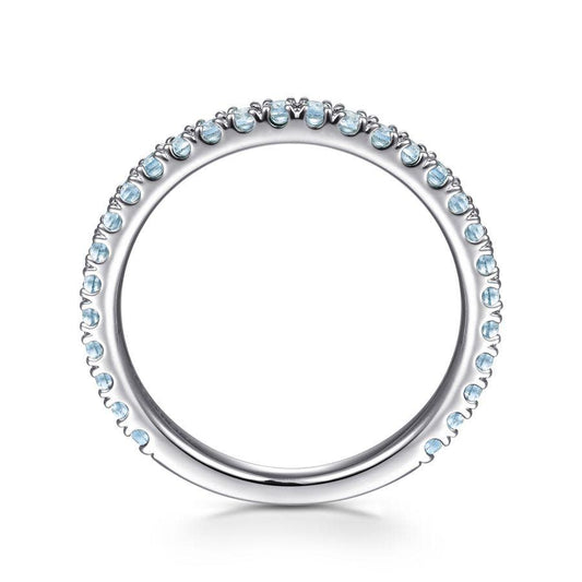 14K White Gold Blue Topaz Stacklable Ring